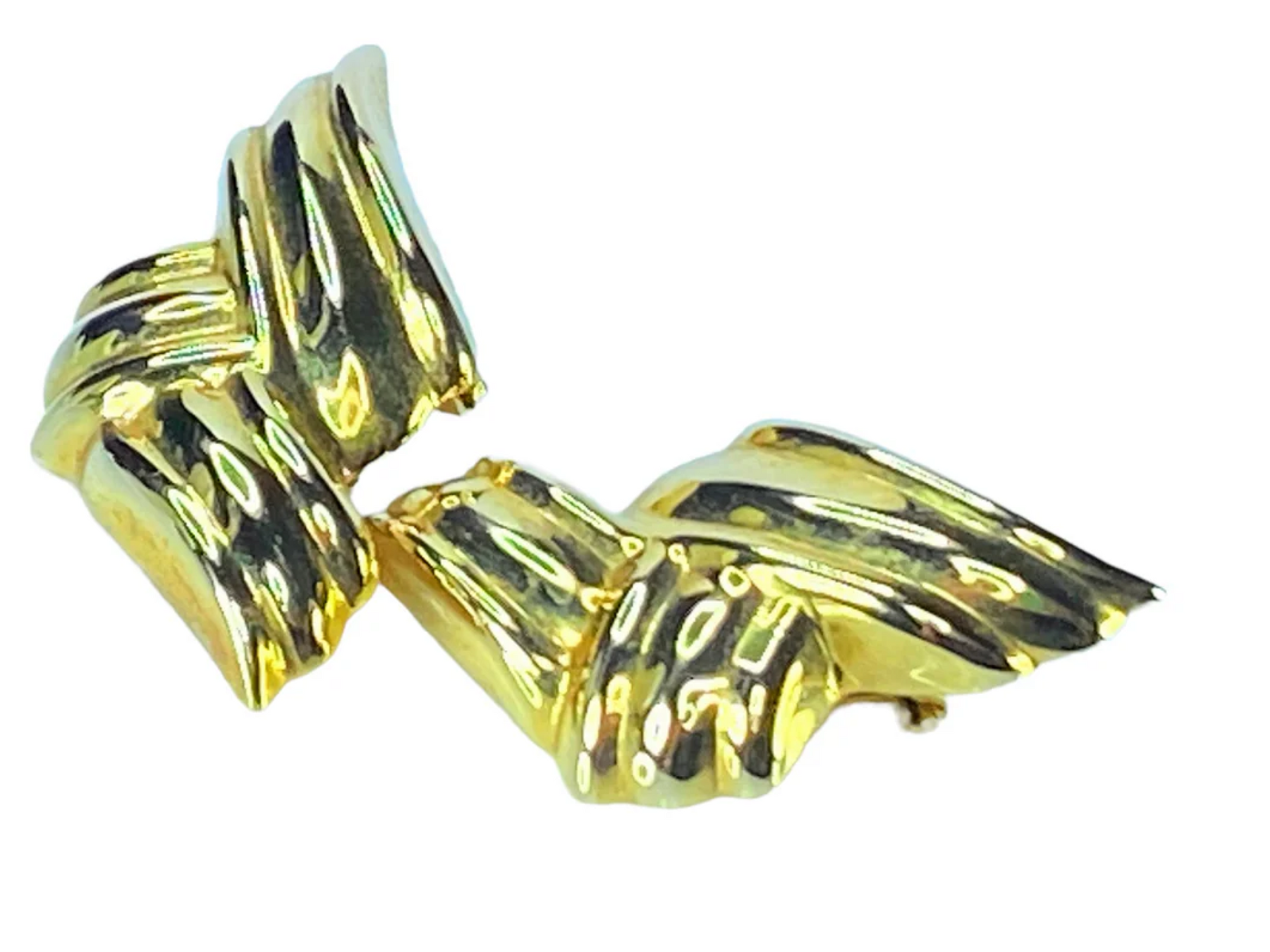 14K gold Woven rope knot omega back earrings
