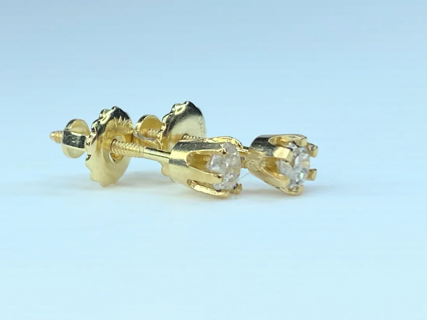 14k Yellow Gold 0.3ct Round Brilliant Cut Diamond 6 Prong Stud Earring JR8642