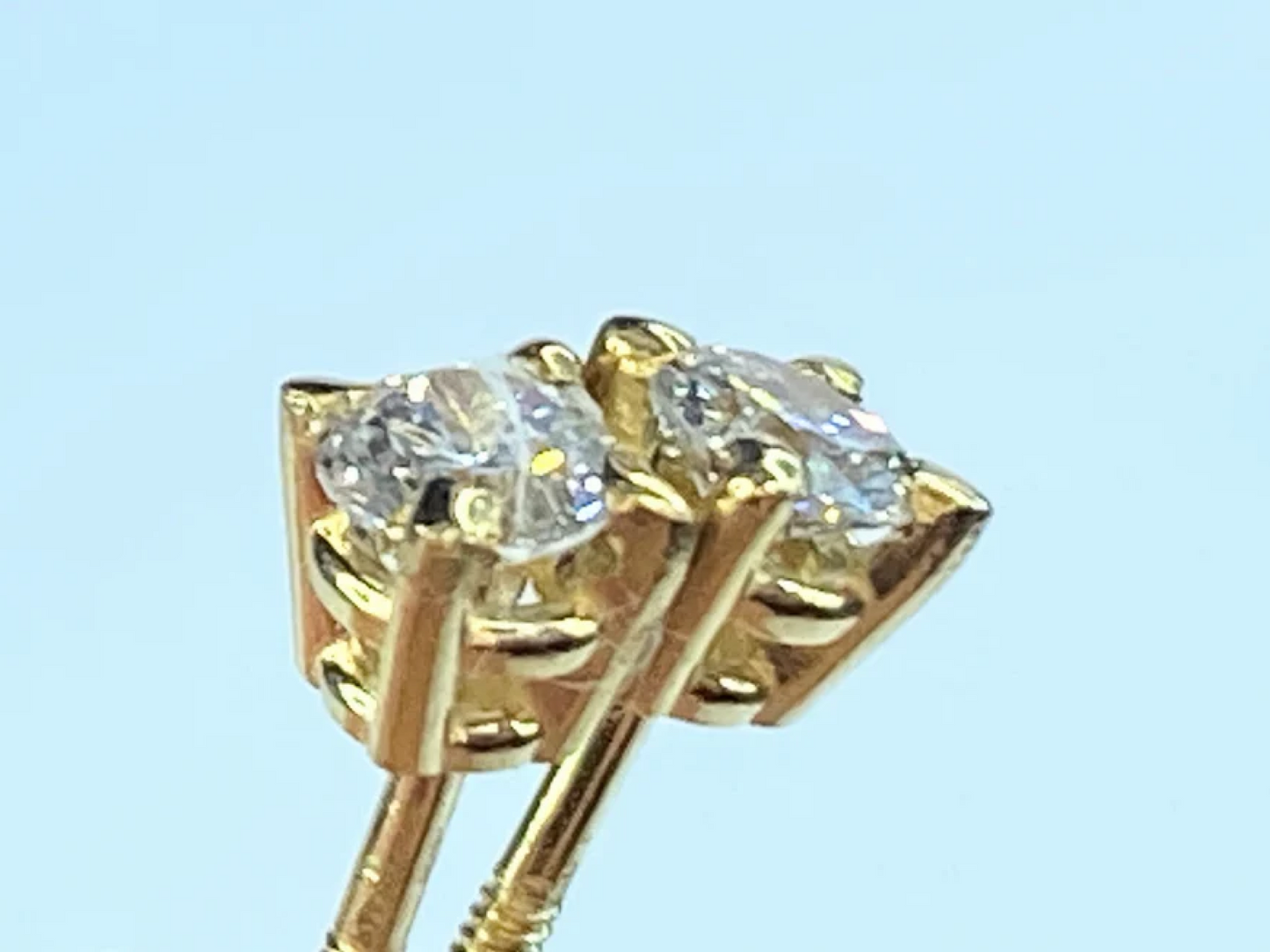 14k Yellow Gold 0.3ct Round Brilliant Cut Diamond 6 Prong Stud Earring JR8642