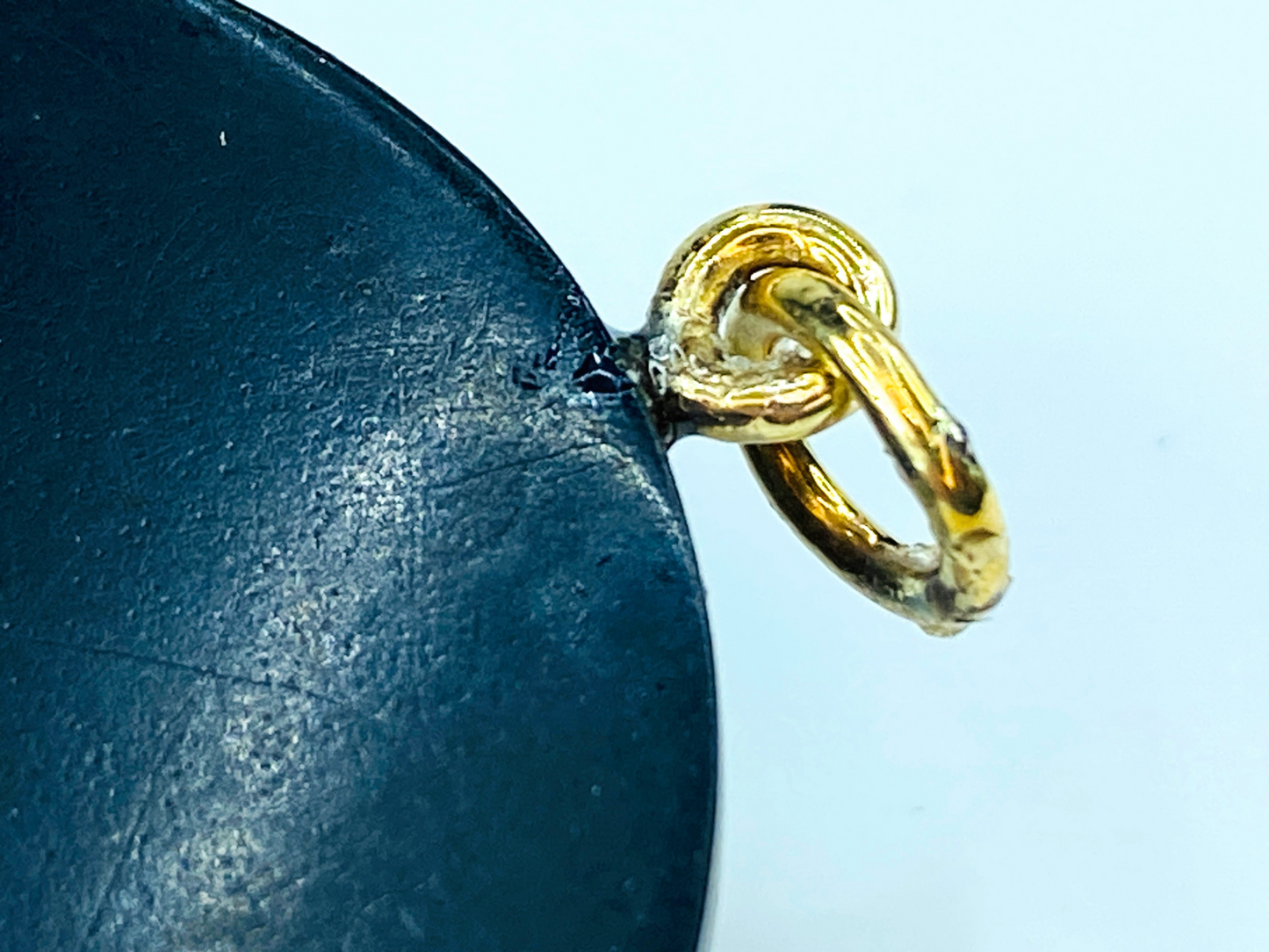 Antique Victorian 14K carved gutta percha Camo mourning pendant 2.2" JR8604