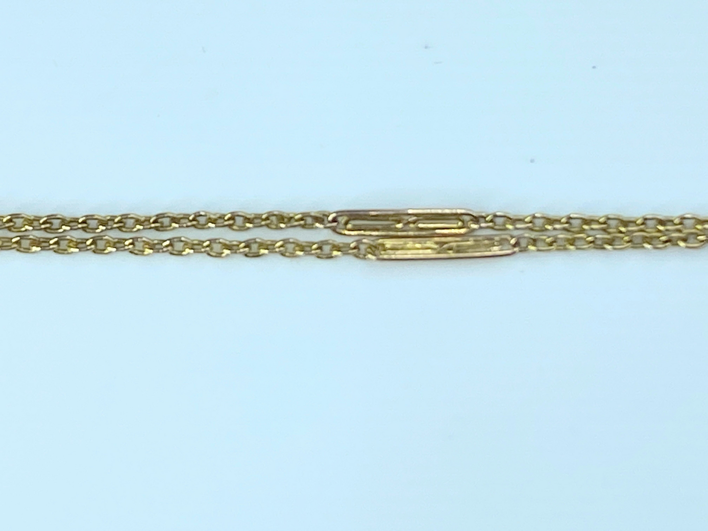 15K antique fancy bar link cable chain bracelet 18K clasp 7.5" 1.9gm