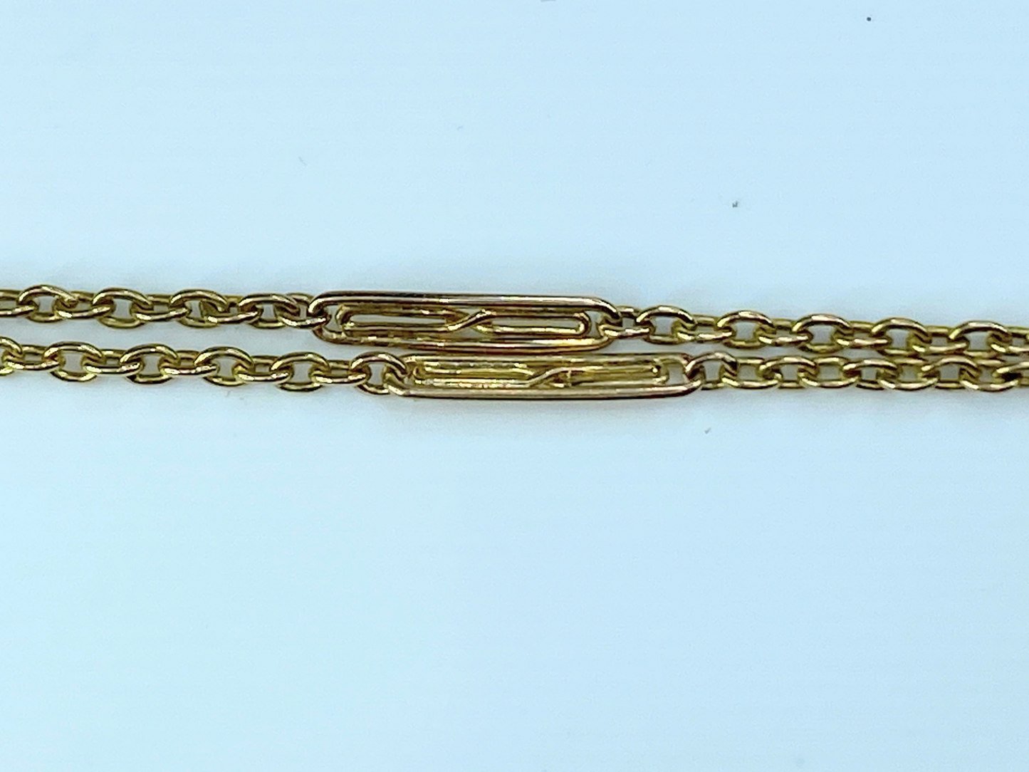 15K antique fancy bar link cable chain bracelet 18K clasp 7.5" 1.9gm