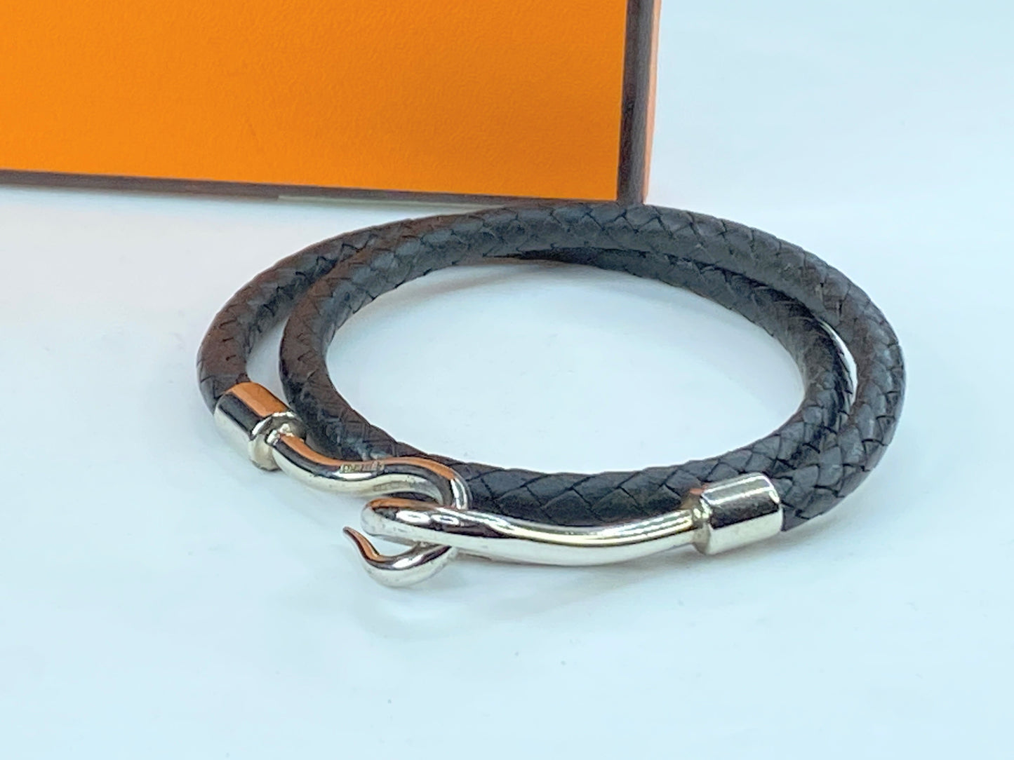 Hermès Jumbo braided Leather Hook Double Tour Wrap GS364