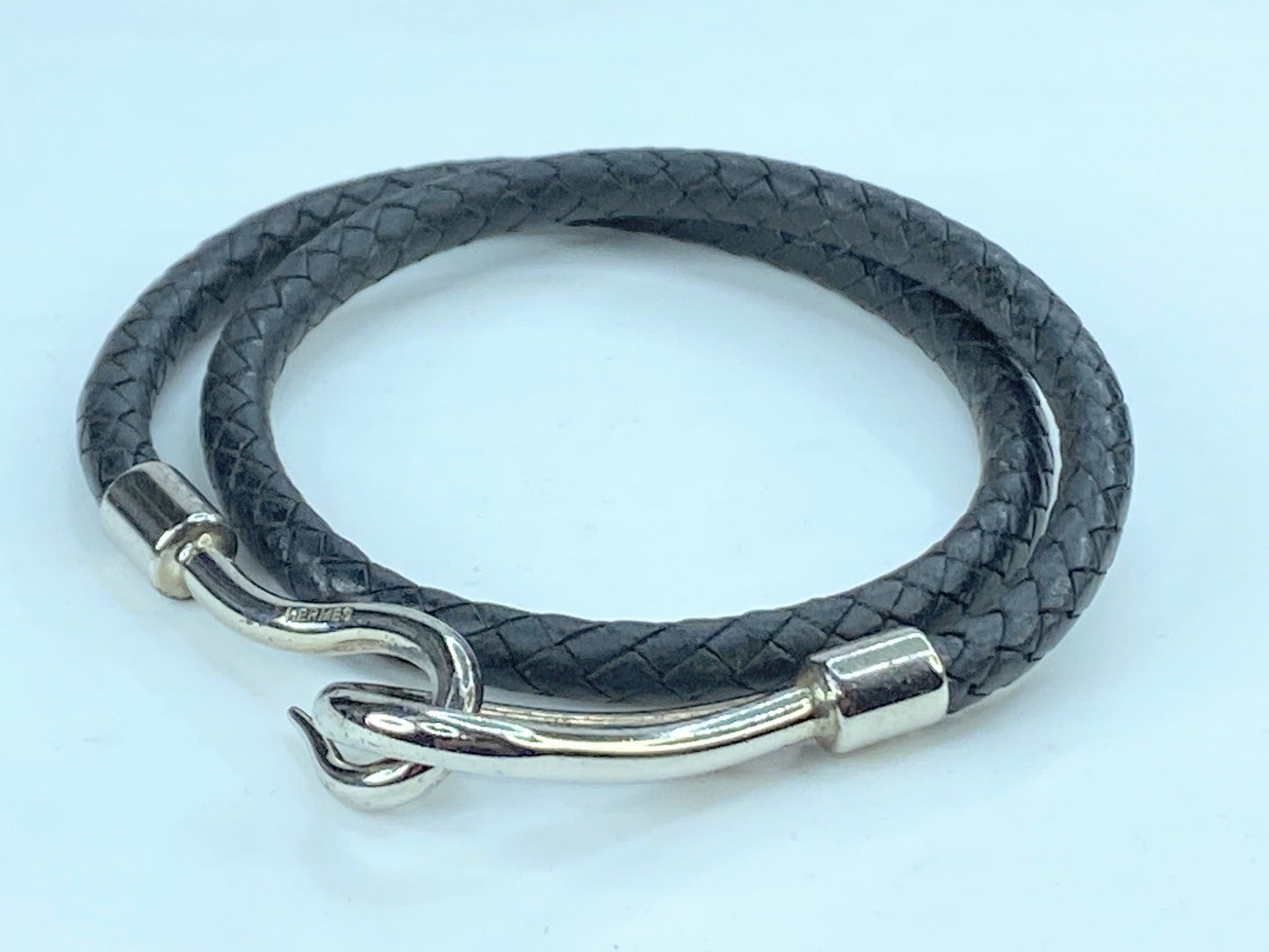 Hermès Jumbo braided Leather Hook Double Tour Wrap GS364