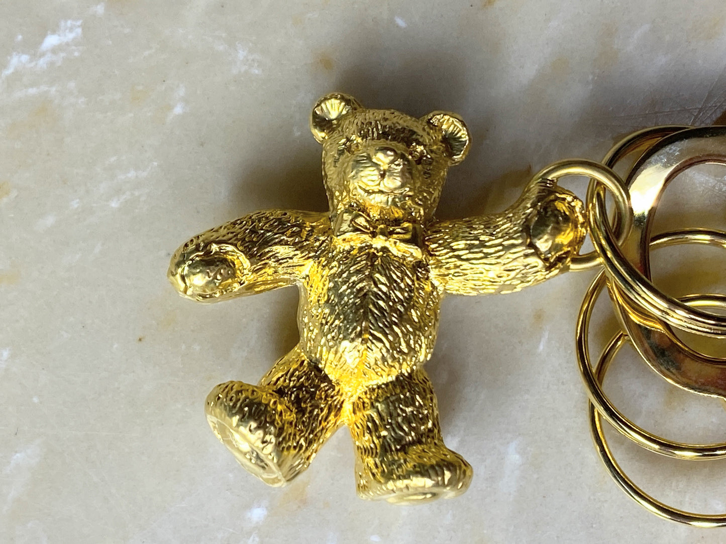MIKIMOTO International Key Ring Key Holder Bear Motif Gold tone New GS365
