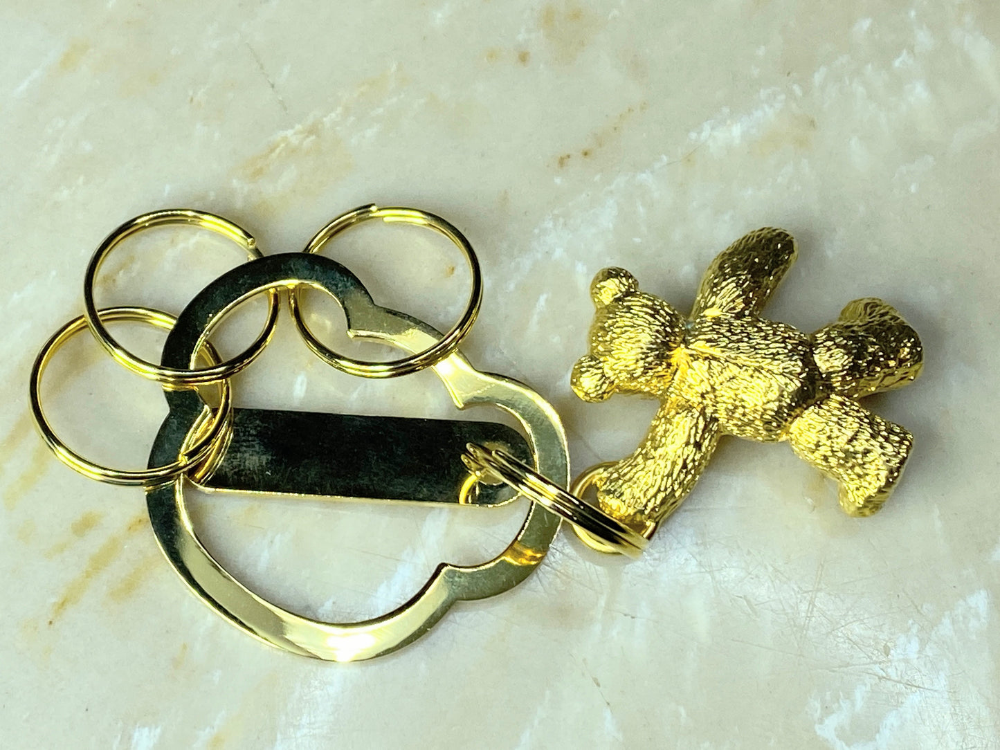 MIKIMOTO International Key Ring Key Holder Bear Motif Gold tone New GS365