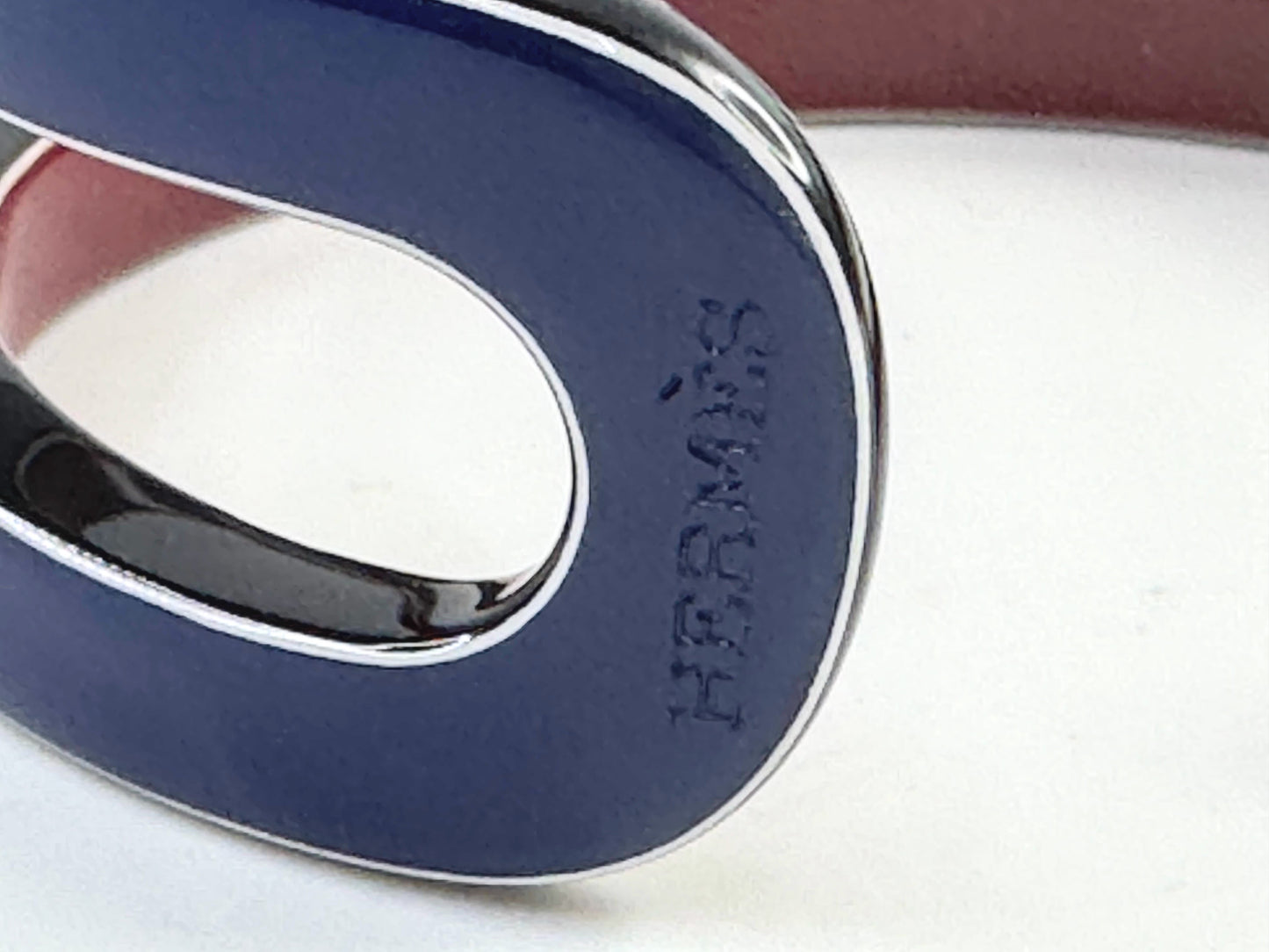 Vintage Authentic Hermès Enamel Bangle Bracelet Variation Vernis Navy Red GS796
