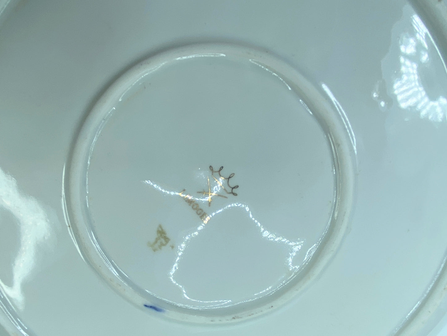 19th cent Haviland Limoges cobalt blue gold encrusted 5 well Oyster plate A436