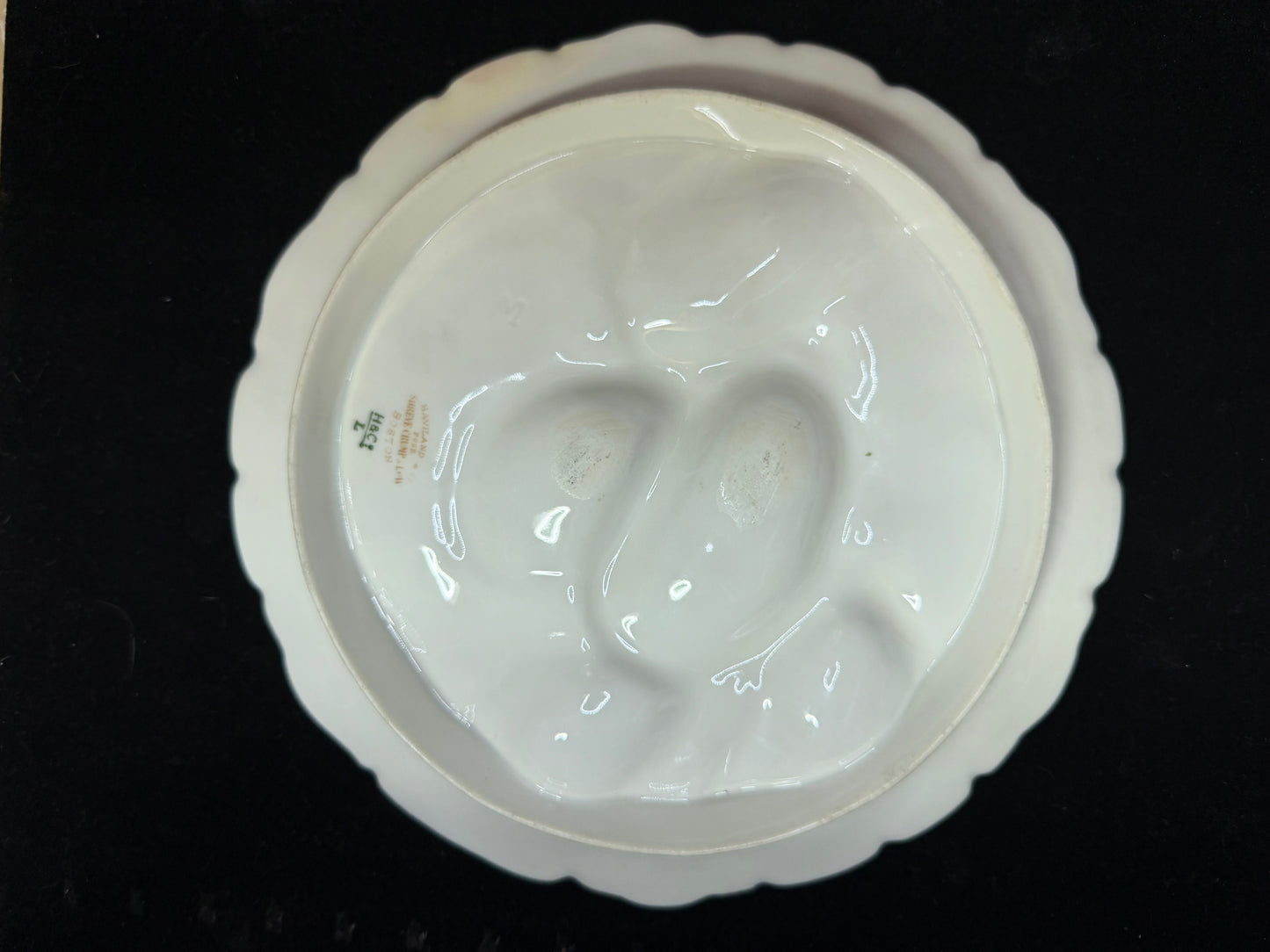 Antique Haviland Limoges Oyster Plate Yellow Ground Floral Wells Gold 8.75" A885
