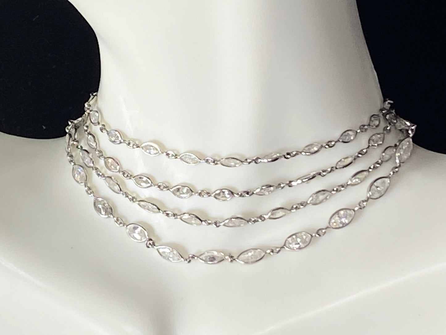 Platinum 15.32ct H/Si1 Marquise cut Diamond By The Yard necklace 13.4g 29"JR8457