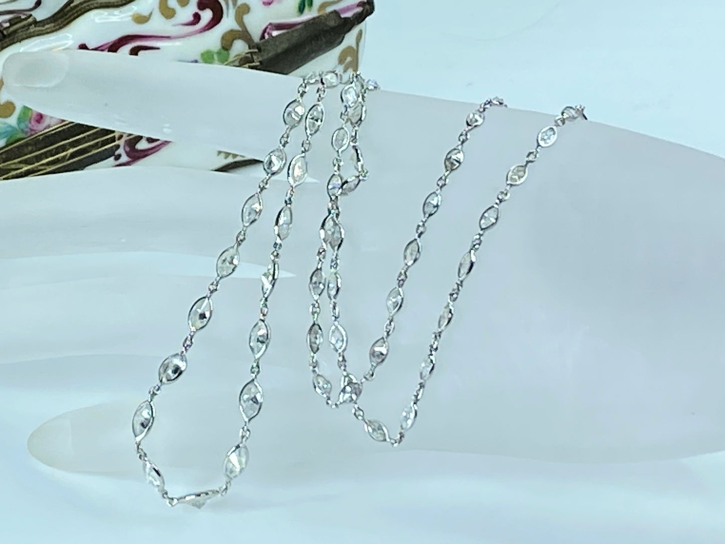 Platinum 15.32ct H/Si1 Marquise cut Diamond By The Yard necklace 13.4g 29"JR8457