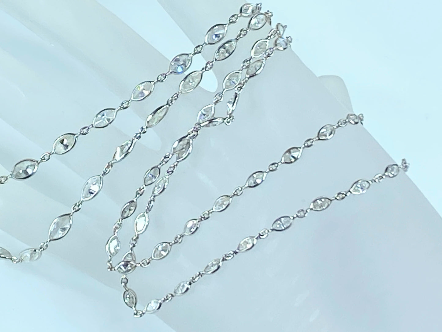 Platinum 15.32ct H/Si1 Marquise cut Diamond By The Yard necklace 13.4g 29"JR8457