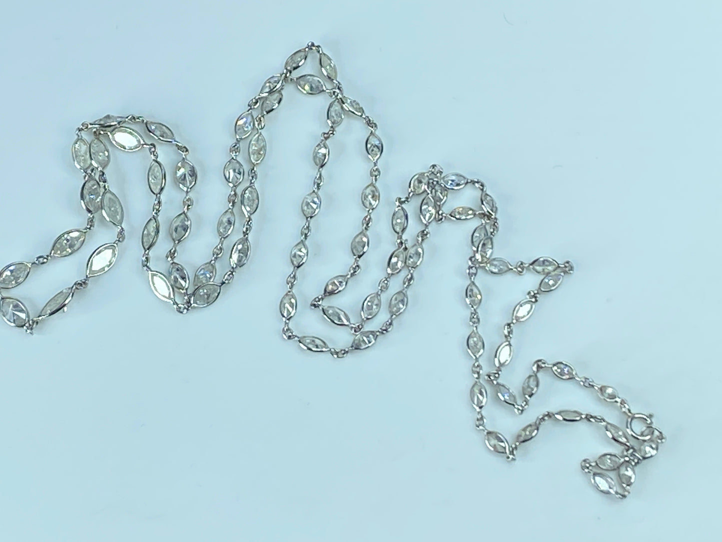 Platinum 15.32ct H/Si1 Marquise cut Diamond By The Yard necklace 13.4g 29"JR8457