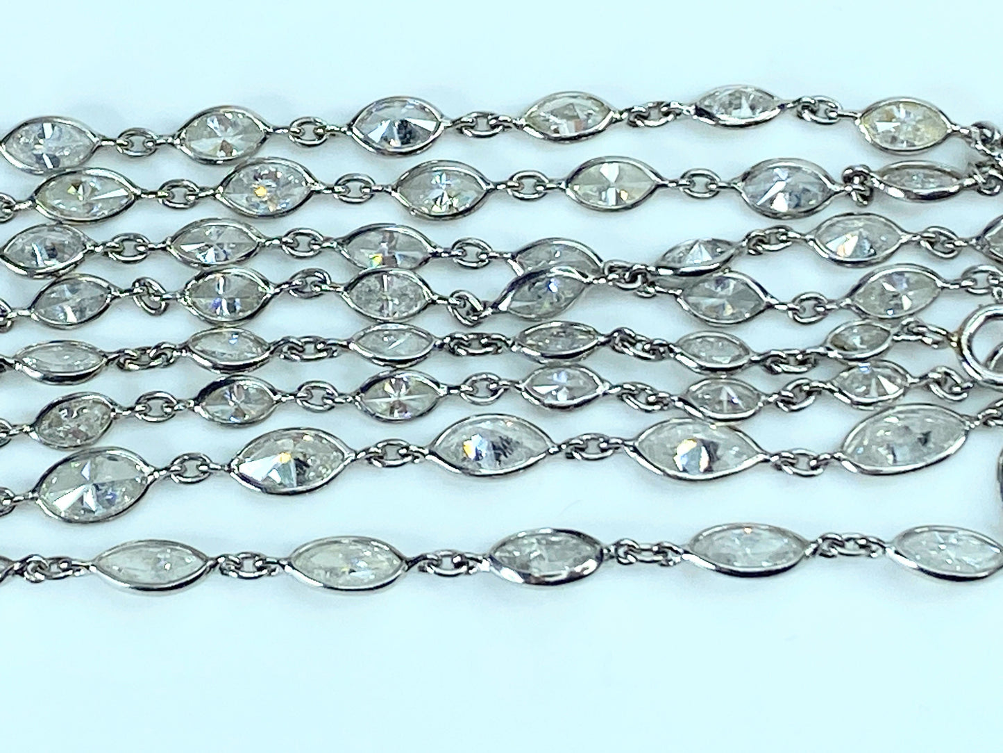 Platinum 15.32ct H/Si1 Marquise cut Diamond By The Yard necklace 13.4g 29"JR8457