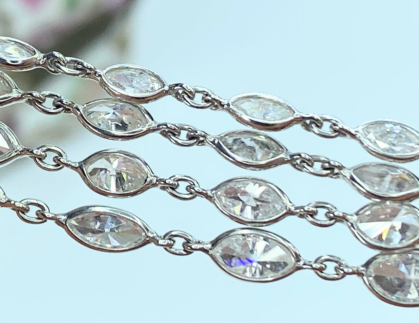 Platinum 15.32ct H/Si1 Marquise cut Diamond By The Yard necklace 13.4g 29"JR8457