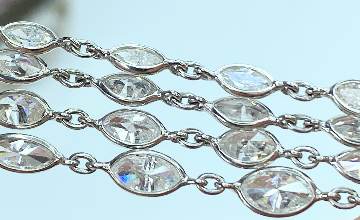 Platinum 15.32ct H/Si1 Marquise cut Diamond By The Yard necklace 13.4g 29"JR8457