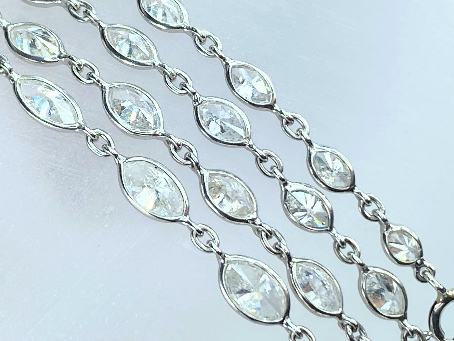 Platinum 15.32ct H/Si1 Marquise cut Diamond By The Yard necklace 13.4g 29"JR8457