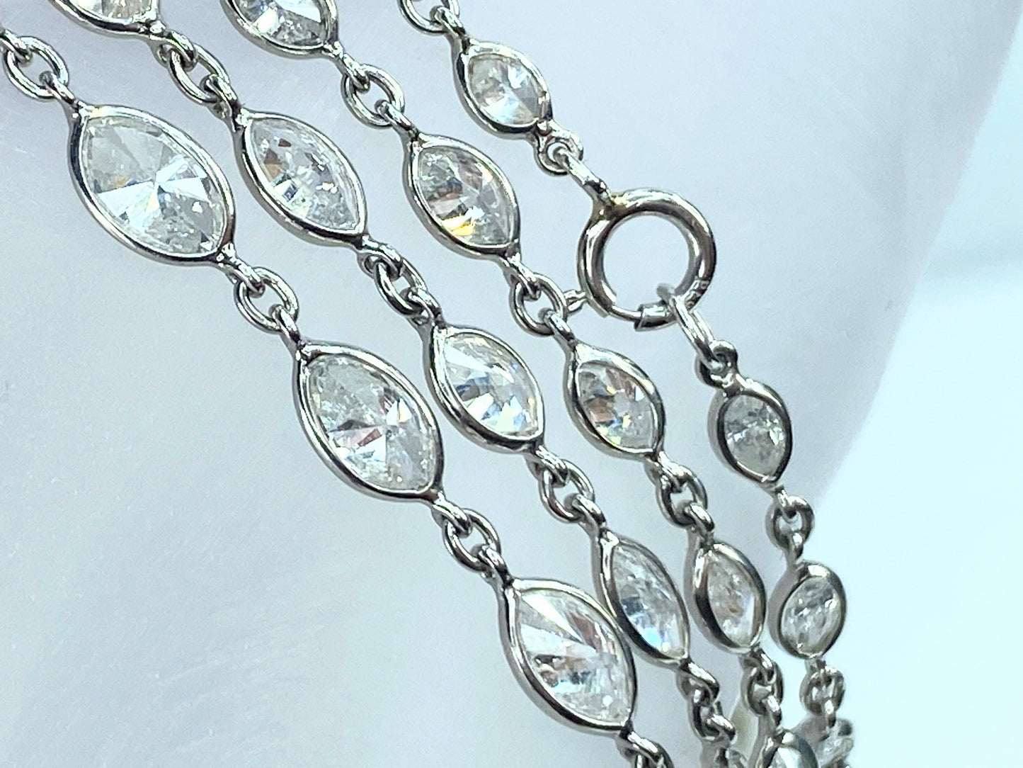 Platinum 15.32ct H/Si1 Marquise cut Diamond By The Yard necklace 13.4g 29"JR8457