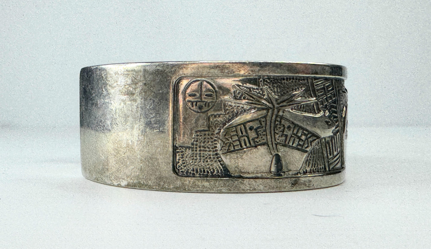 Sterling Southwestern Cuff Bracelet Pueblo Roderick & Marilyn Tenorio JR9379