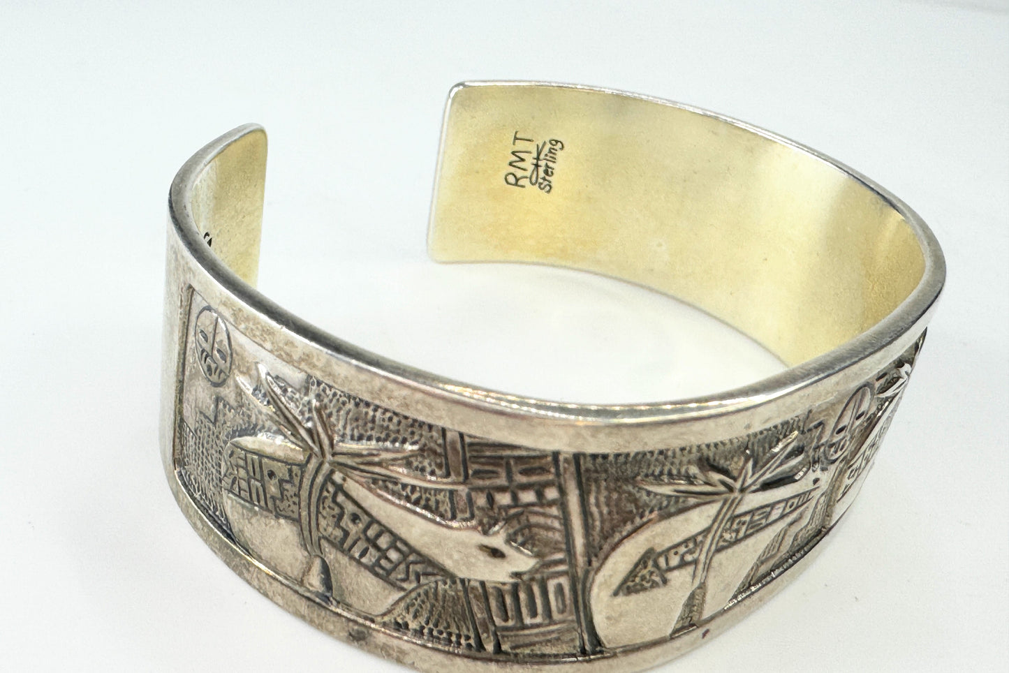 Sterling Southwestern Cuff Bracelet Pueblo Roderick & Marilyn Tenorio JR9379