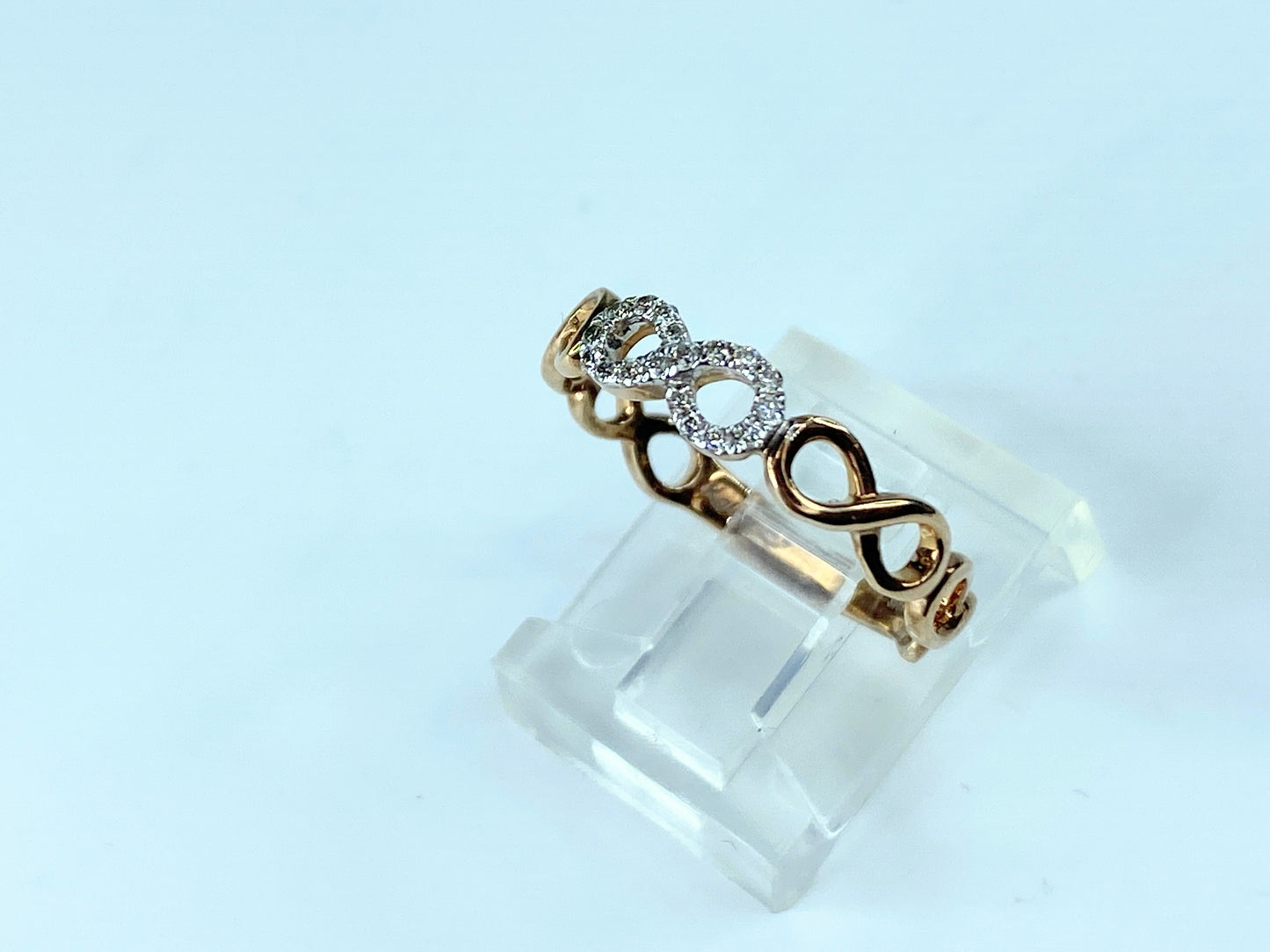 Kallati 9K tone gold lot 0.1ct Diamond melee Infinity stackable ring