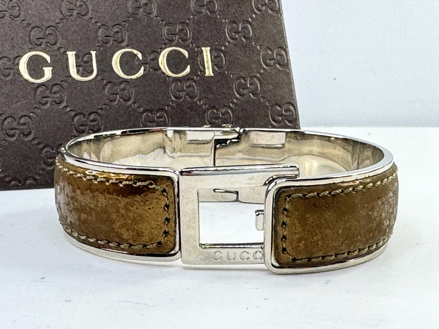 Vintage Celine Black Leather Studded Wide Buckle Cuff Bracelet GS805