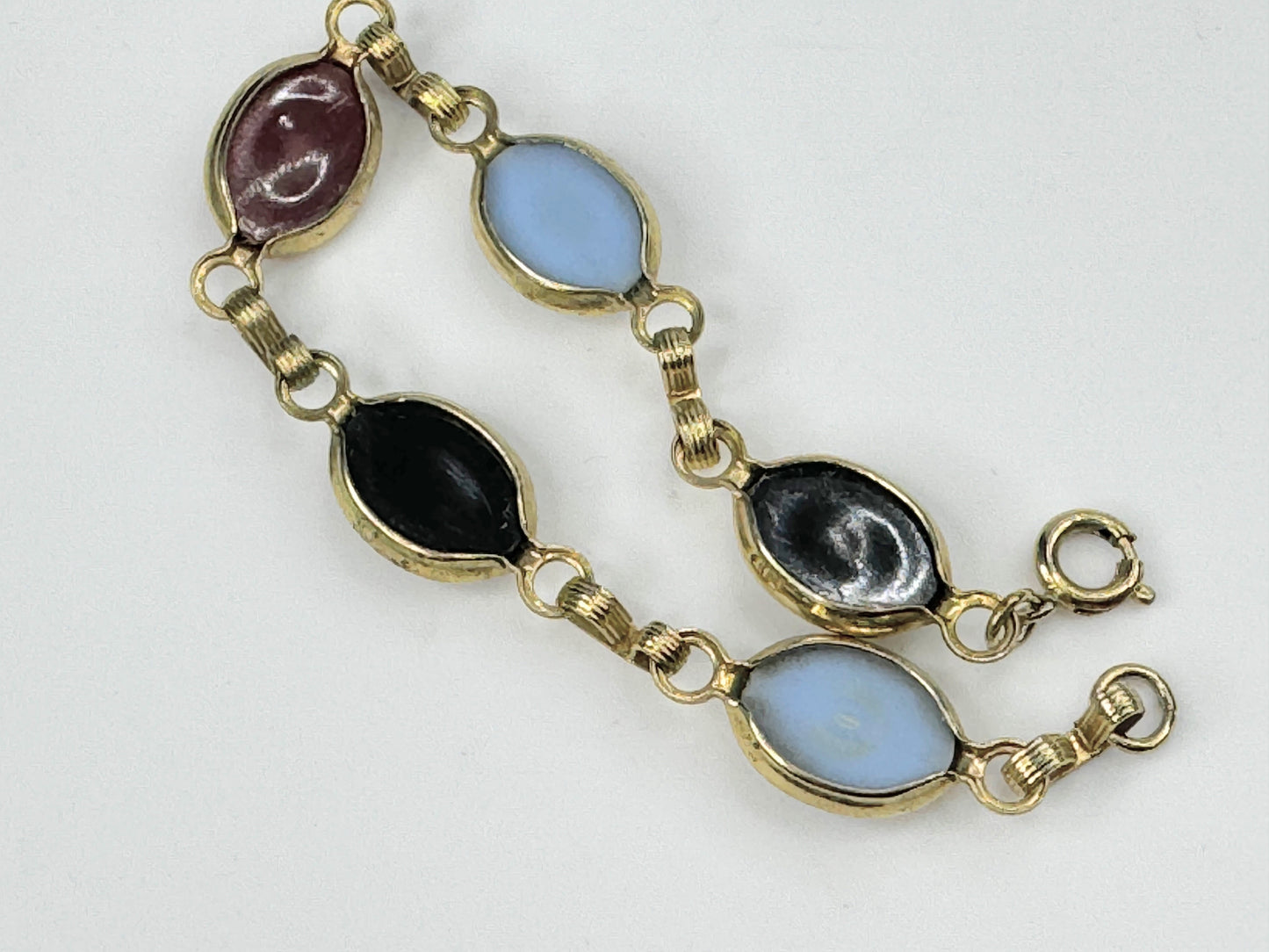 Antique 14K yellow gold Plastic Cameo bracelet 7.0" 7.0g JR9450