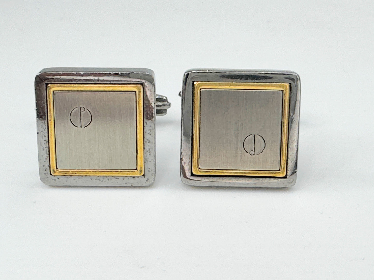 Vintage DUNHILL Cuffs D Mark Gold & Silver gilt Authentic JR9471