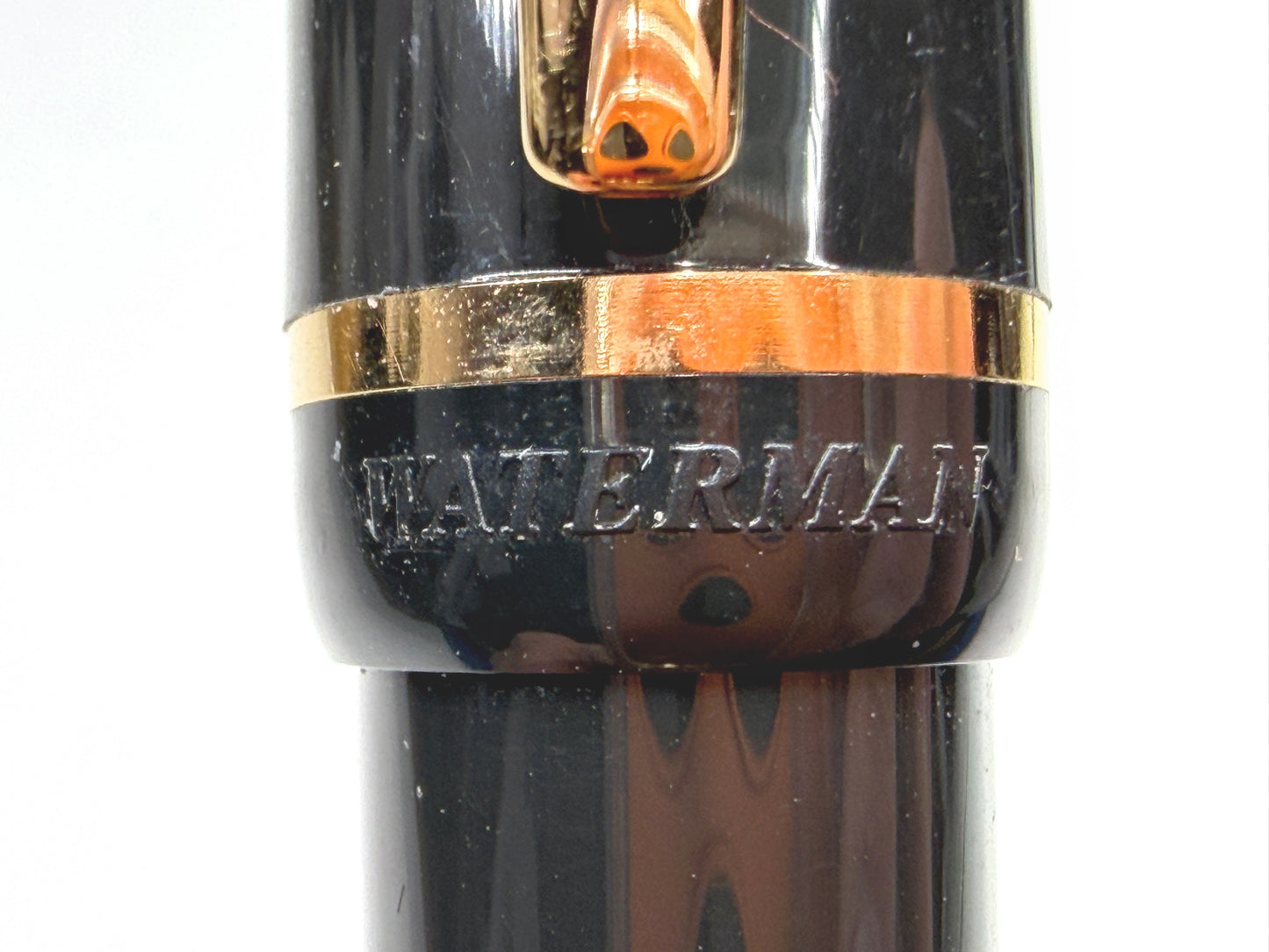 Vintage Waterman Fountain Pen Black Gold Trim Medium Nib SS286