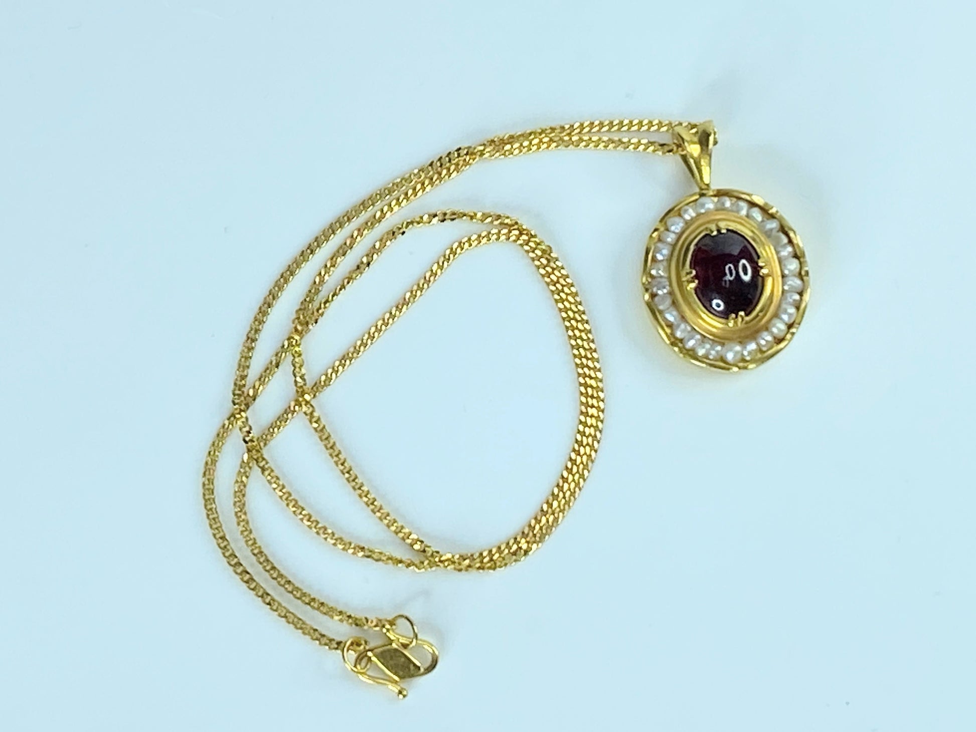 MMA Seed pearl Garnet cabochon Necklace ring earrings 14K/22K jewelry set JR8480