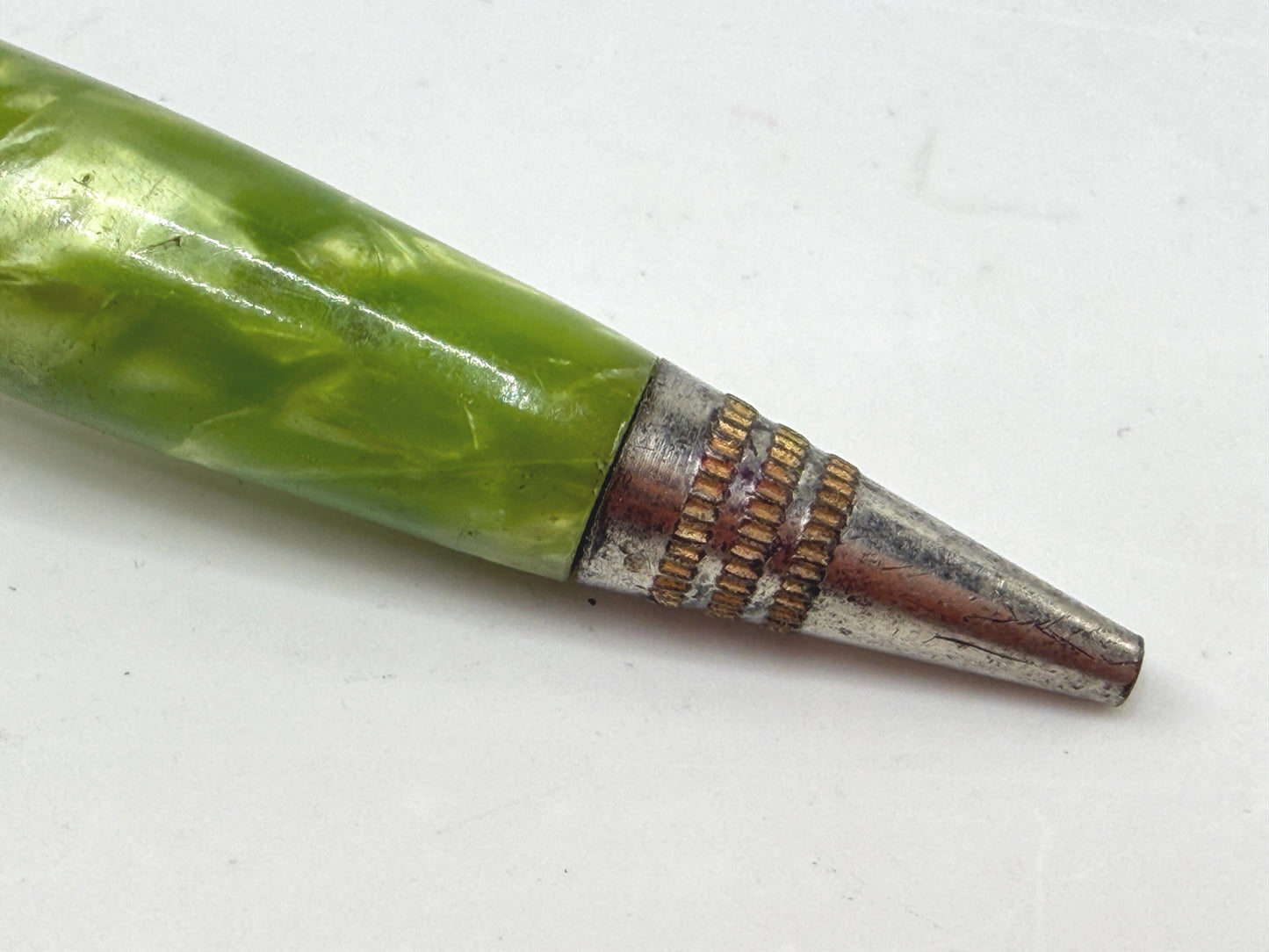 Vintage Gloria Fountain Pen Green Marble 14K Nib Lever Fill PreOwned SS297