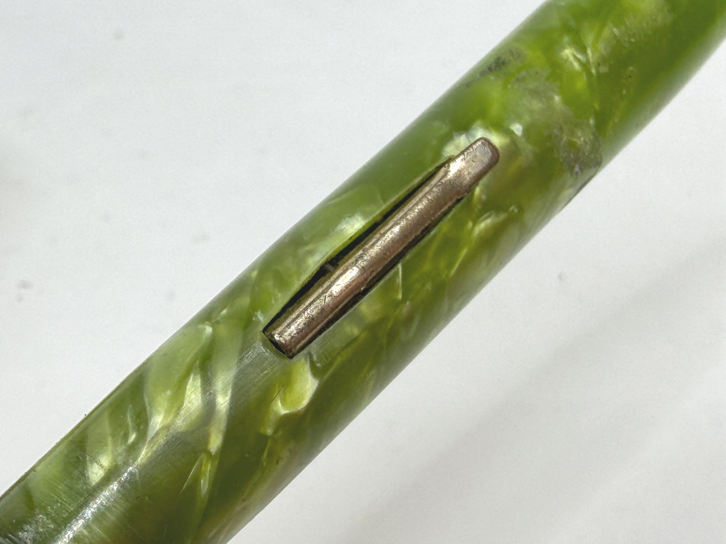 Vintage Click Aristocrat Green Marble Fountain Pen 14K Nib SS302