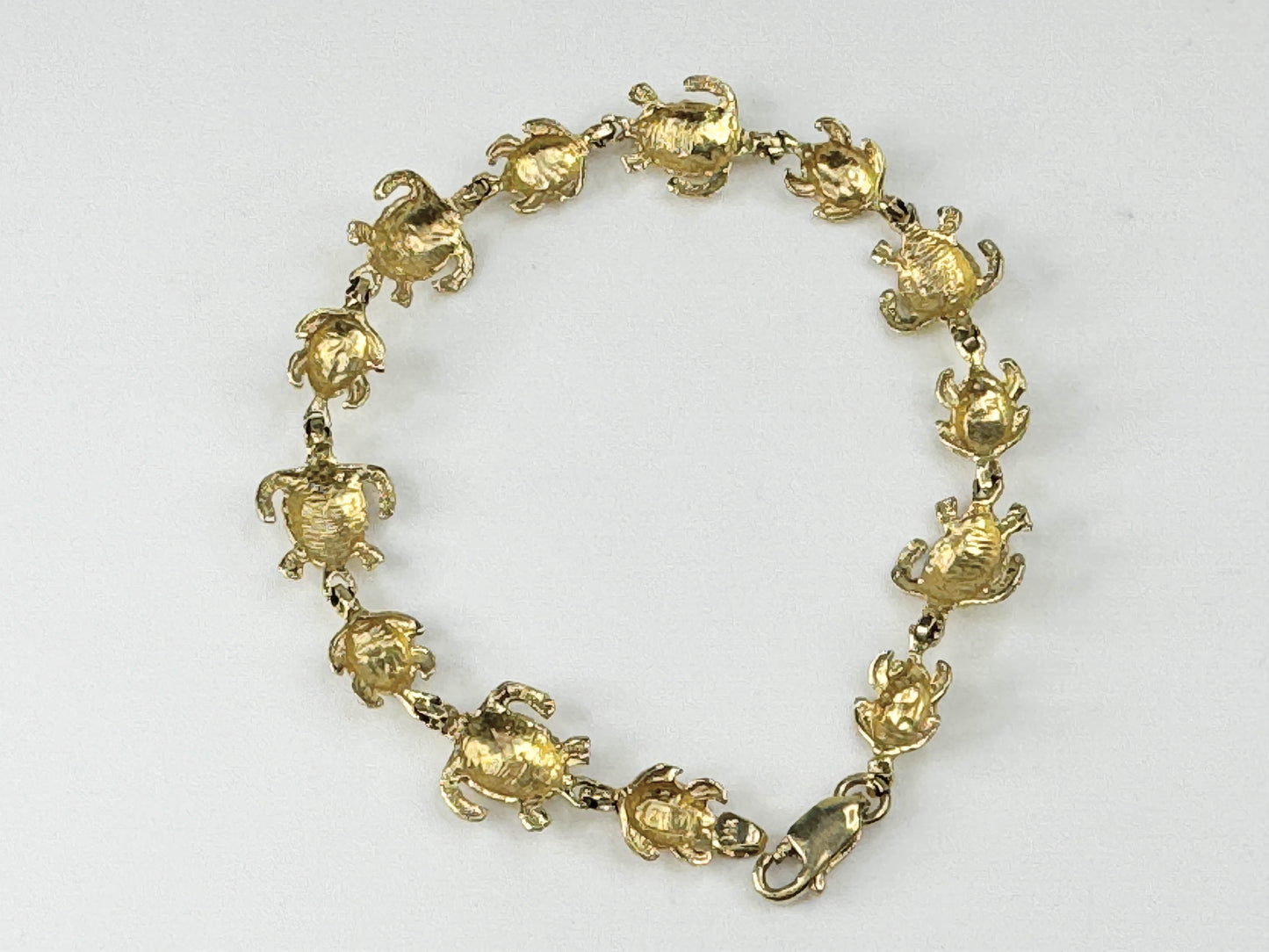 14kt Yellow Gold Hawaiian Mother and Baby HONU Bracelet 9.2g 7.5" JR9469