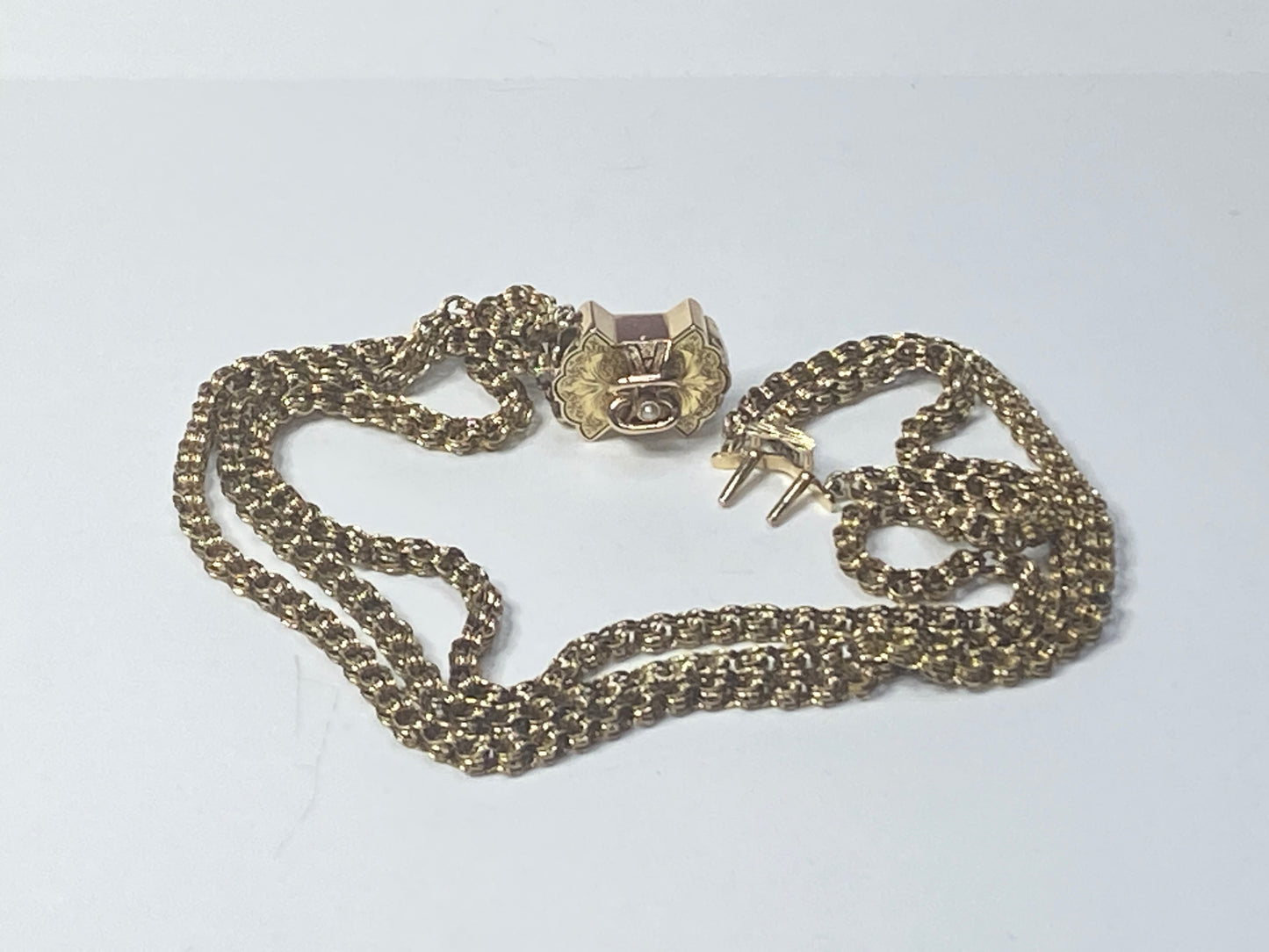 Victorian 14K Triple Chain Choker converted Taille D'Épargne clasp 16"
