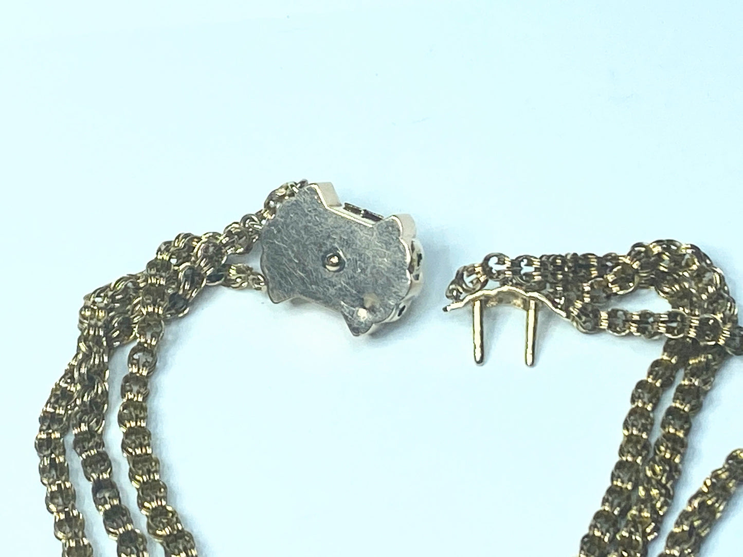 Victorian 14K Triple Chain Choker converted Taille D'Épargne clasp 16"