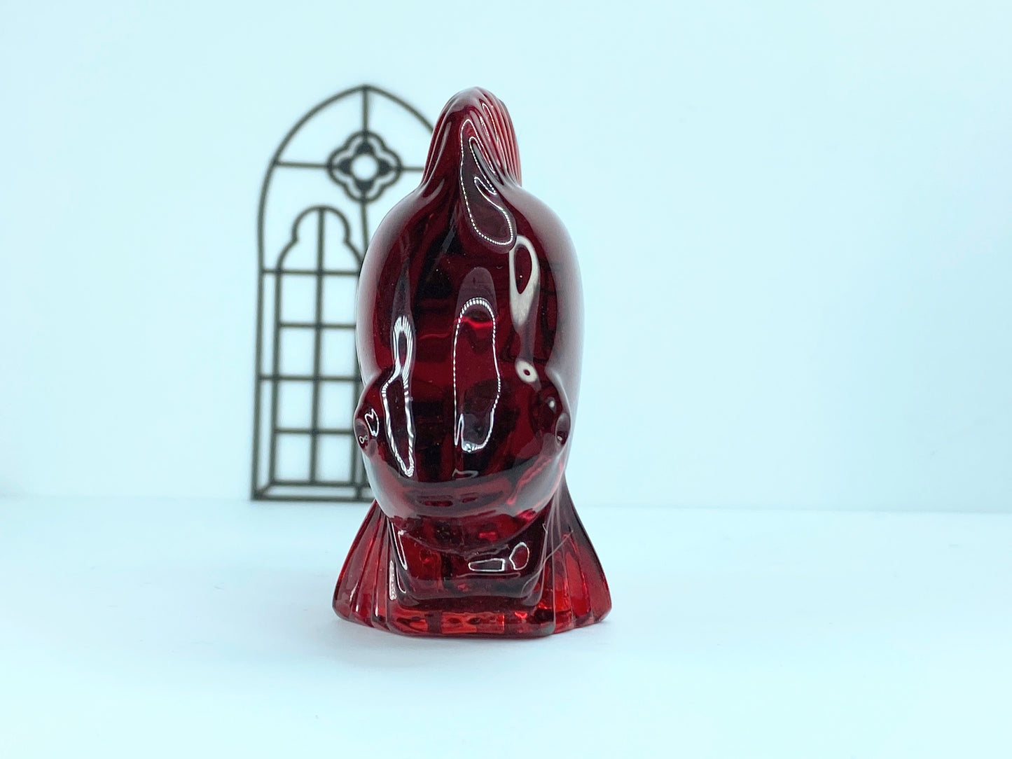 Daum French red crystal figure of a swimming fish