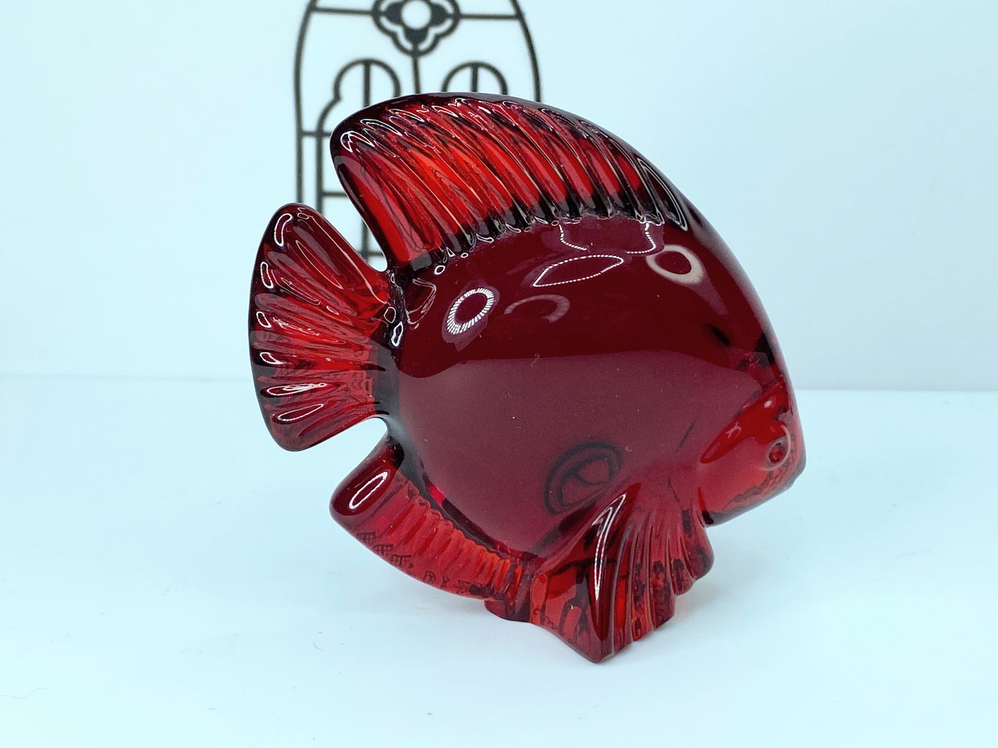 Daum French red crystal figure of a swimming fish