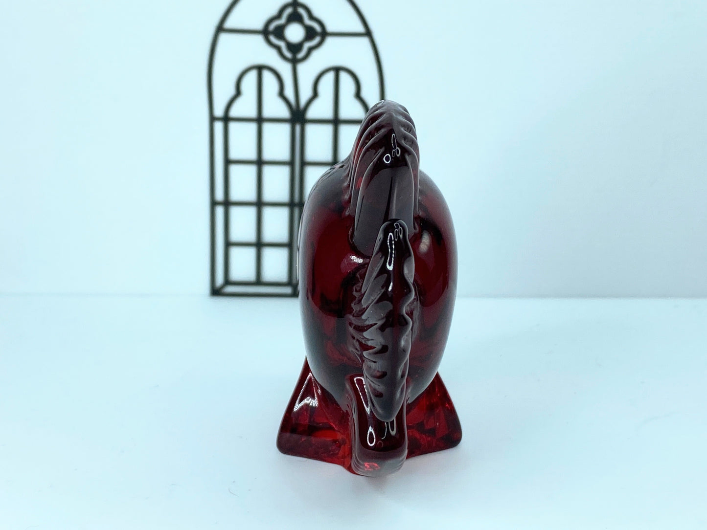 Daum French red crystal figure of a swimming fish