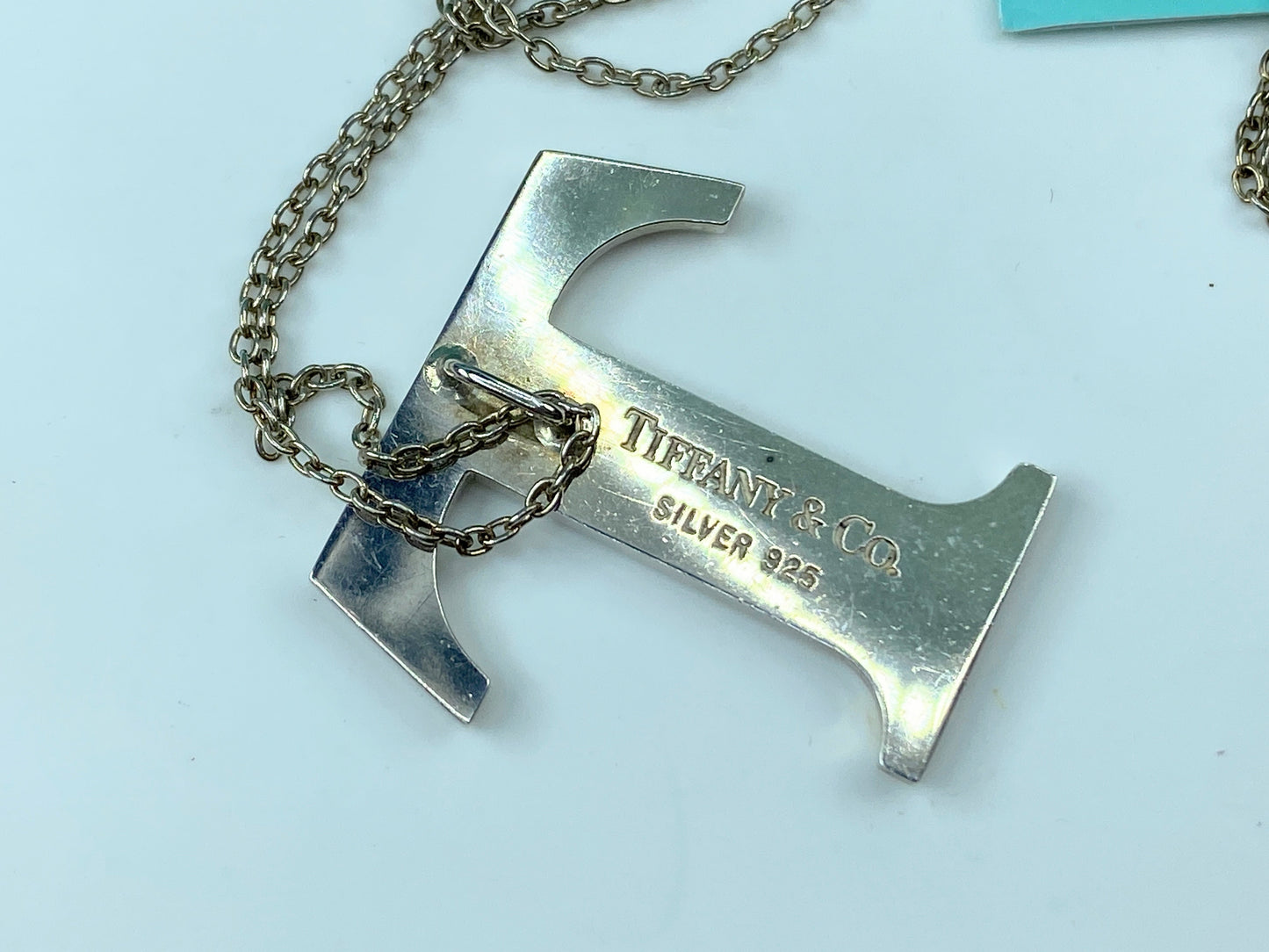 Tiffany & Co Sterling silver Initial "T" large pendant necklace 27.5" 8.4 JR343
