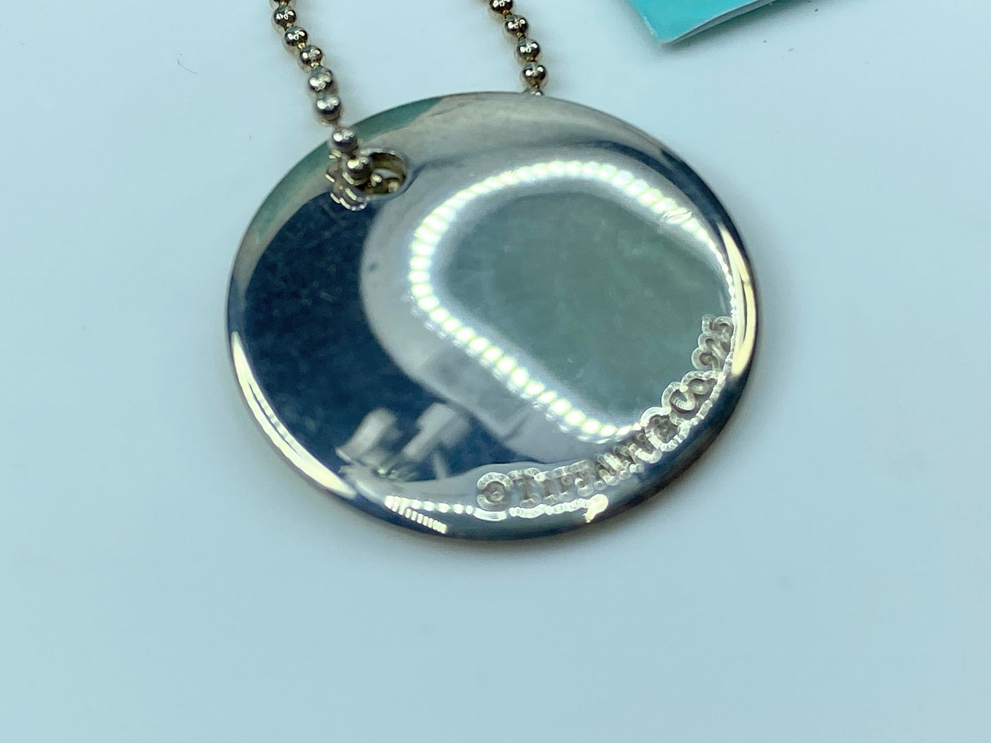 Tiffany & Co Sterling Initial Letter 'Z' Circle Disc Pendant Bead Necklace JR345