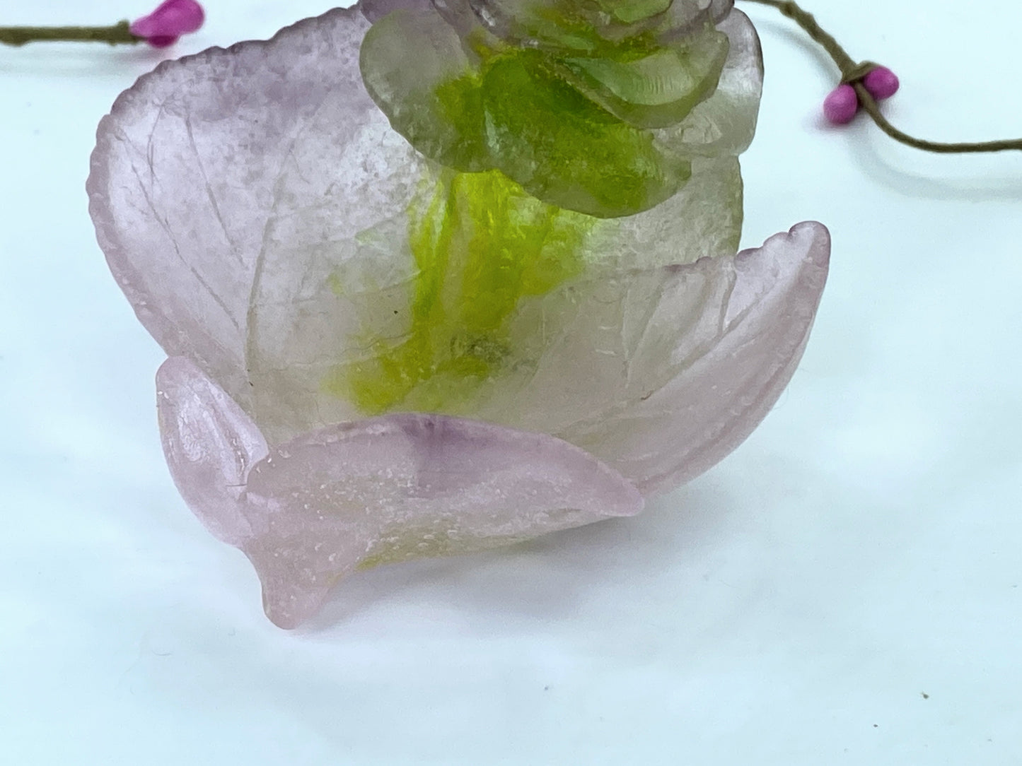 DAUM Pate de Verre Rose Vide Poche Small Ornamental Bowl French Art Glass