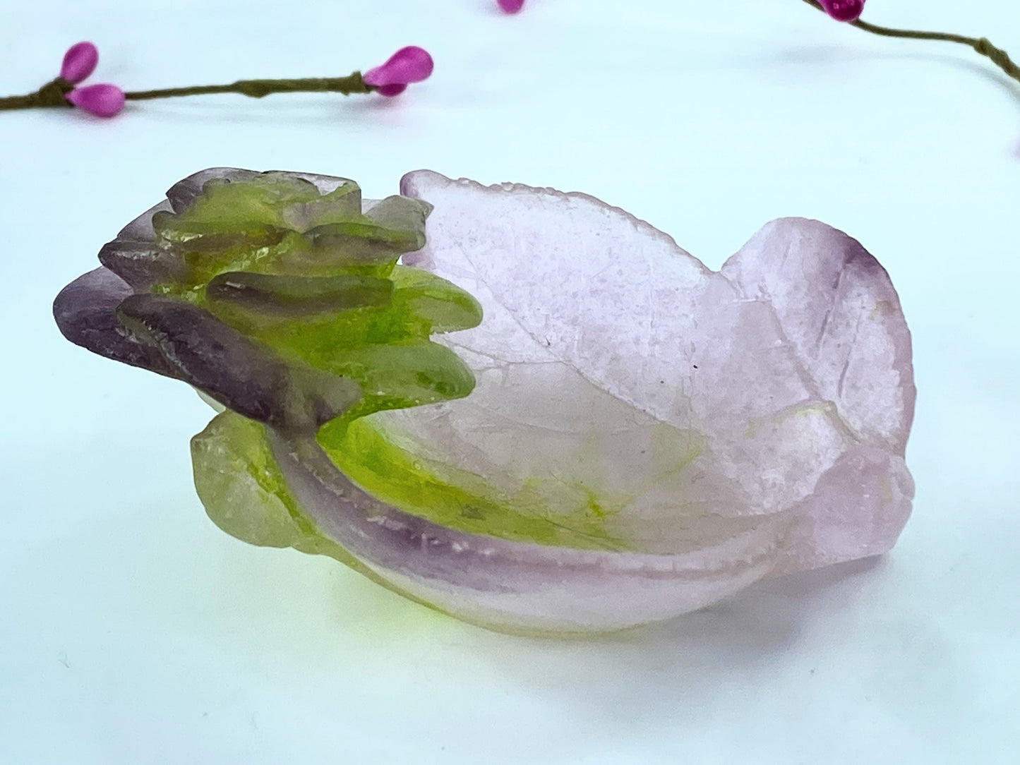 DAUM Pate de Verre Rose Vide Poche Small Ornamental Bowl French Art Glass