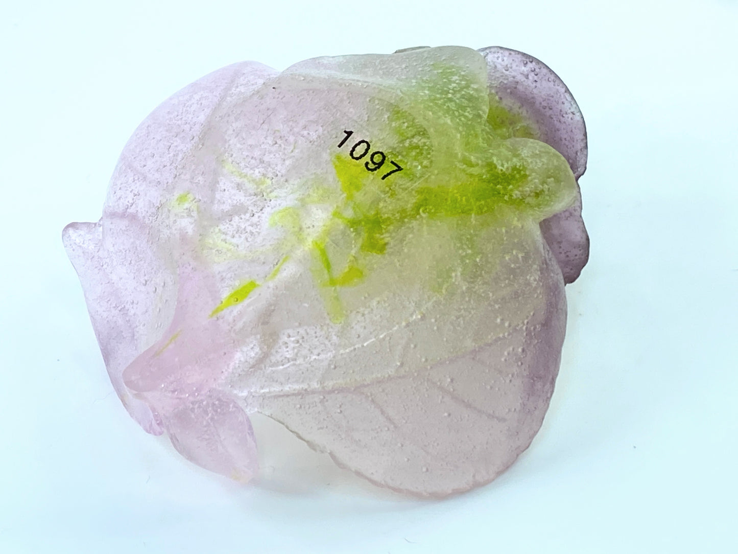 DAUM Pate de Verre Rose Vide Poche Small Ornamental Bowl French Art Glass
