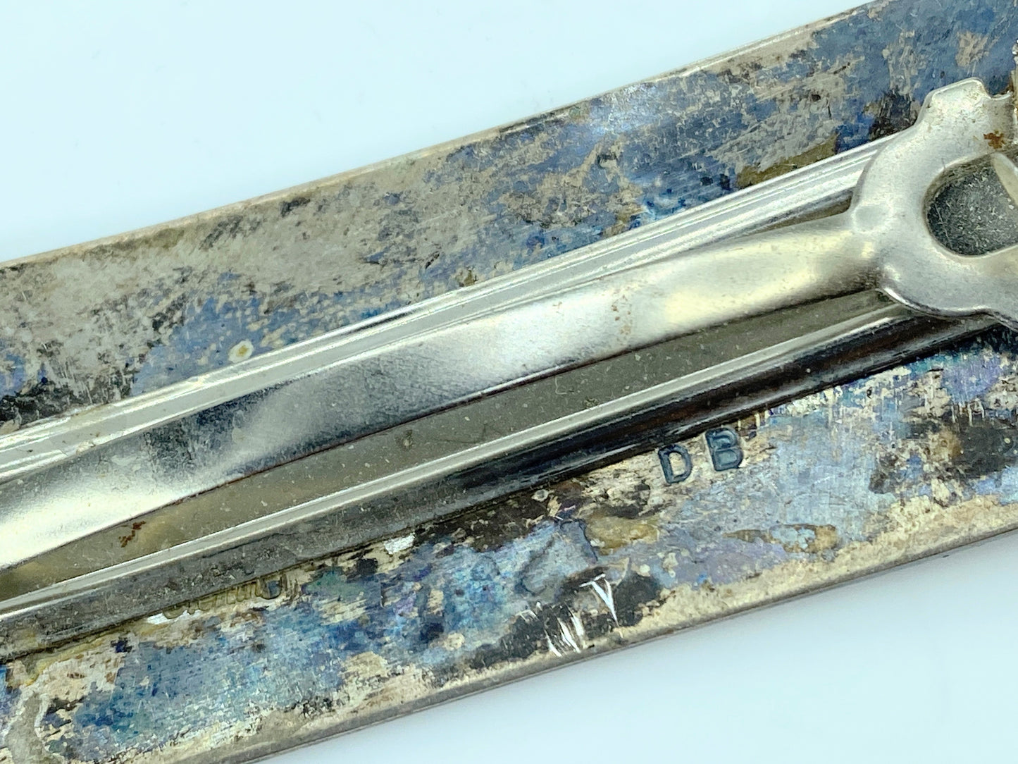 Signed DB Dean Brown Navajo Sterling Silver Stamped Hair Barrette 27.3g SS106