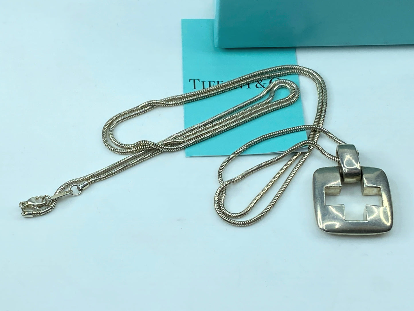 Tiffany & Co Sterling Large Huge Stencil Cross Necklace Pendant 24g 33.0" JR367