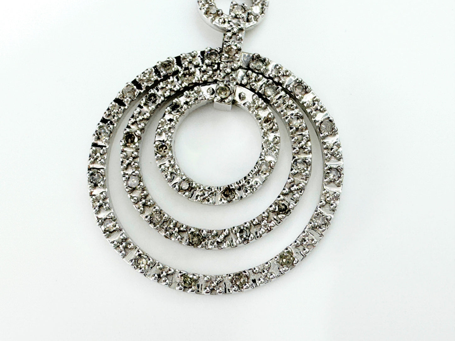 White Gold Diamond Multi-Circle Eternity Drop Pendant 10K 1/4ct 2.4g JR9403