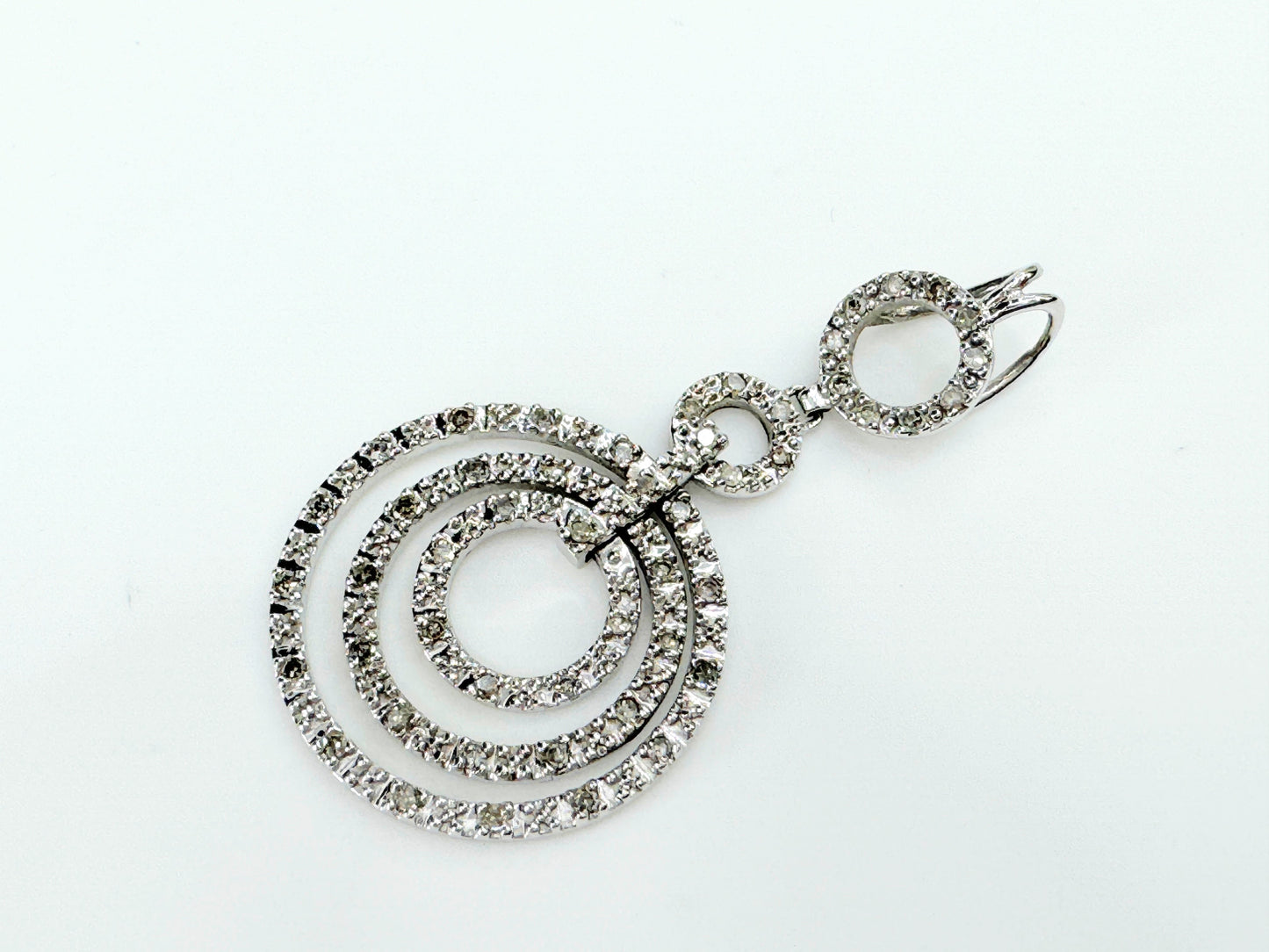 White Gold Diamond Multi-Circle Eternity Drop Pendant 10K 1/4ct 2.4g JR9403