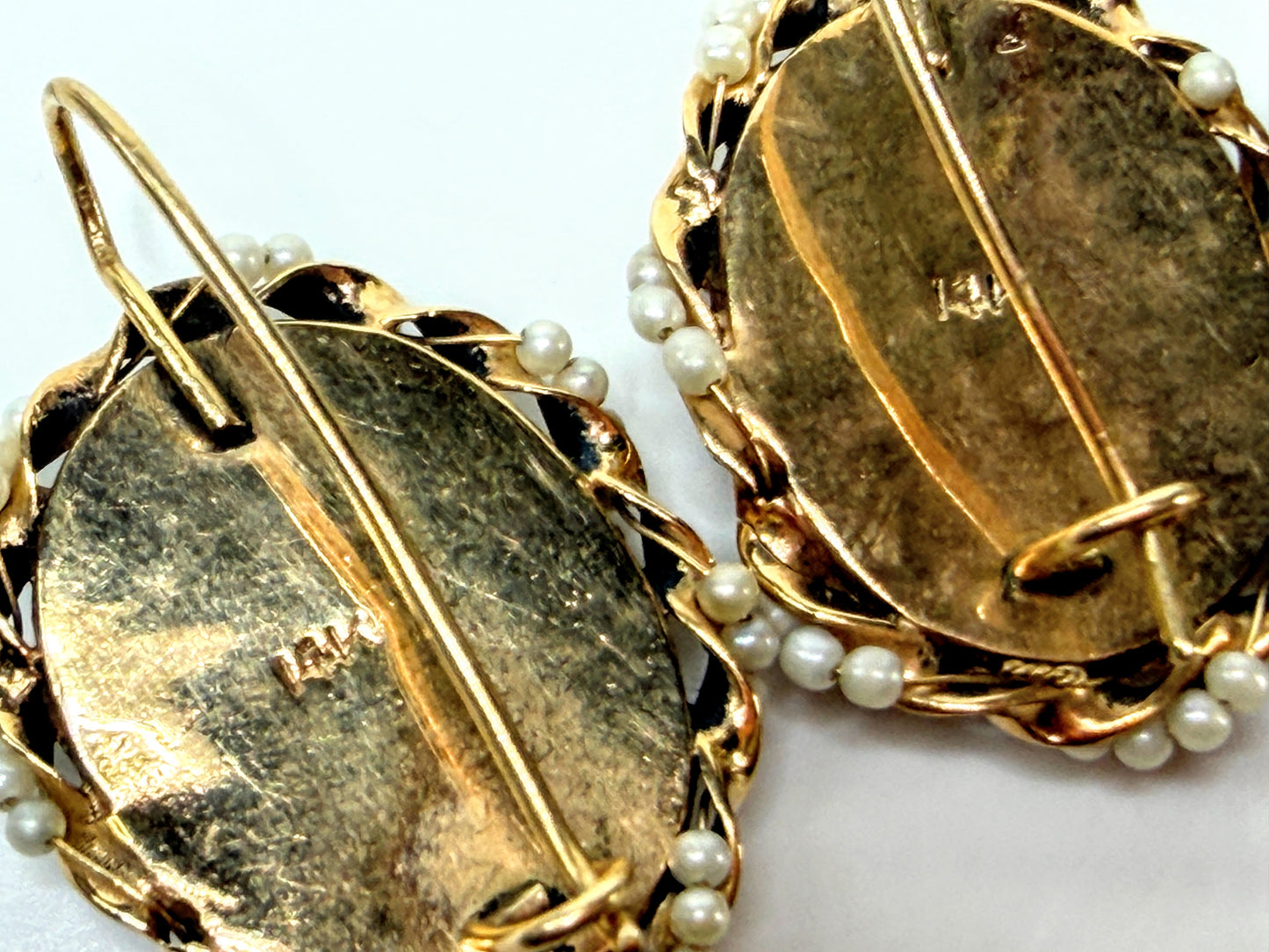 Antique Victorian 14K Gold hand painted Portrait Miniature & Seed Pearl Suite JR1522