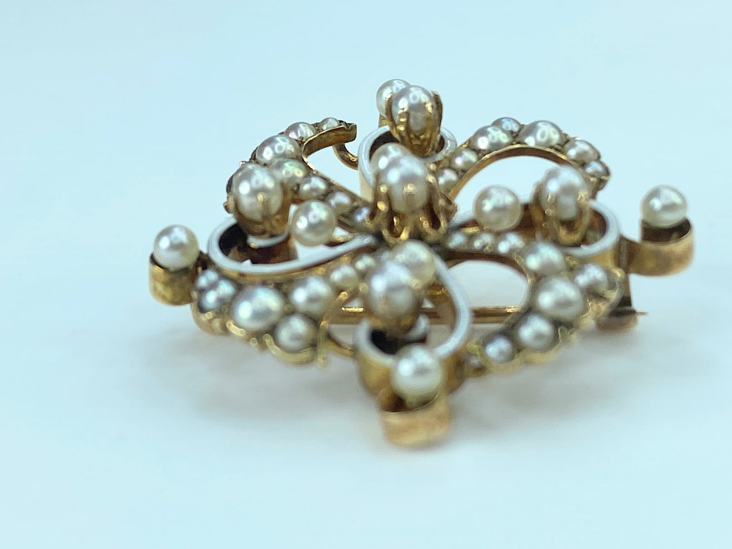 Victorian 14K rose gold Seed pearl brooch pendant 5.7g JR9184