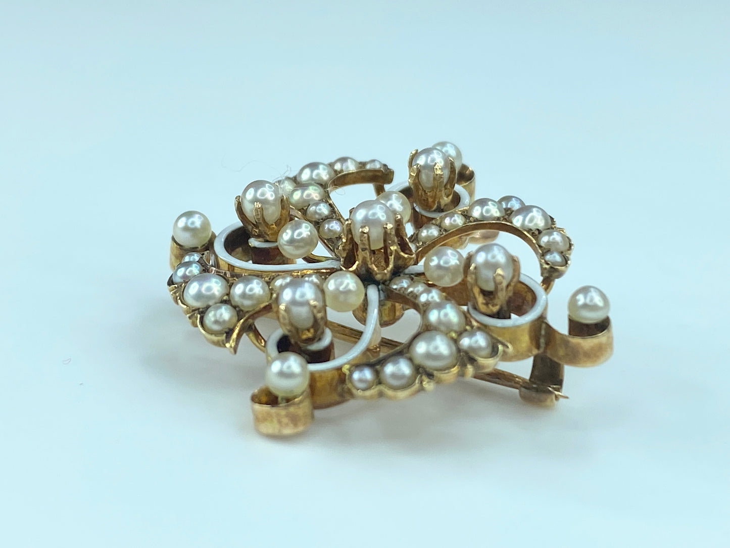 Victorian 14K rose gold Seed pearl brooch pendant 5.7g JR9184